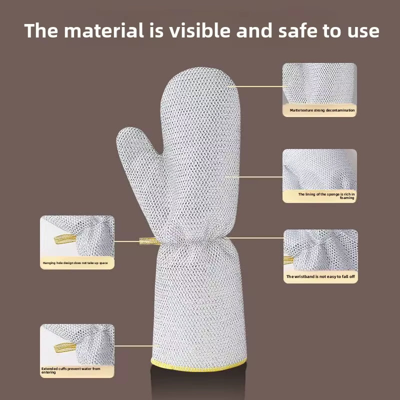 Wire Dishwashing Gloves Kitchen Multifunctional Waterproof and Wear-Resistant Cleaning Silver Wire Dishwashing Gloves