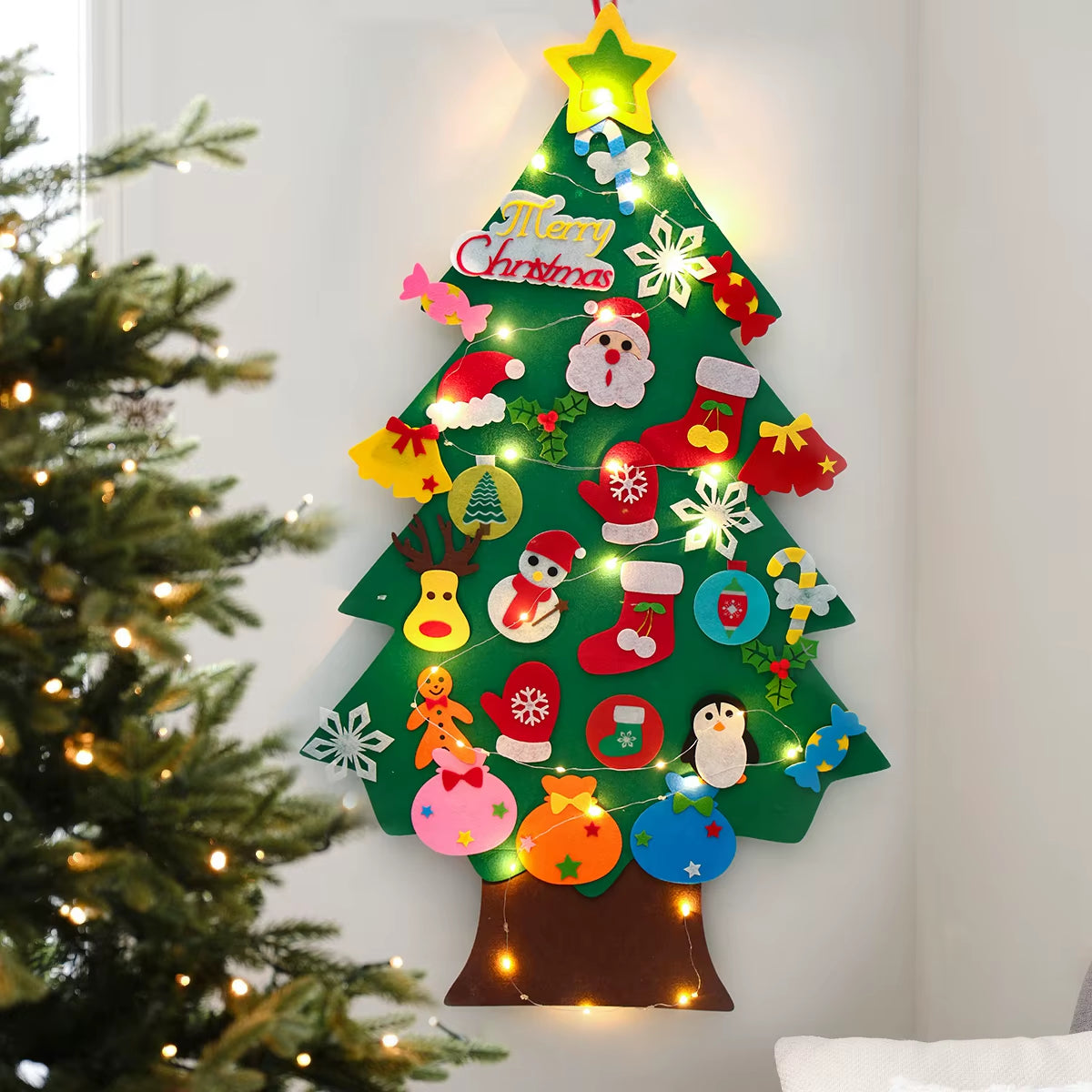 DIY Felt Christmas Tree Christmas Decoration for Home Navidad Noel 2025 New Year Christmas Ornaments Santa Claus Xmas Kids Gifts