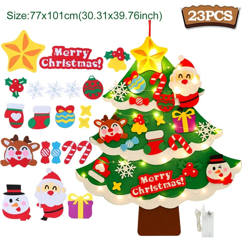 DIY Felt Christmas Tree Christmas Decoration for Home Navidad Noel 2025 New Year Christmas Ornaments Santa Claus Xmas Kids Gifts