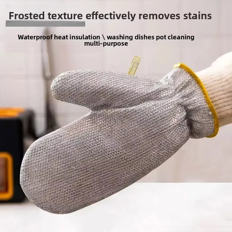 Wire Dishwashing Gloves Kitchen Multifunctional Waterproof and Wear-Resistant Cleaning Silver Wire Dishwashing Gloves